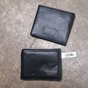 NWT 2 Mens Guess Black Leather Wallets